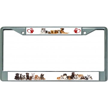 Lovable Dogs And Pups Chrome License Plate Frame