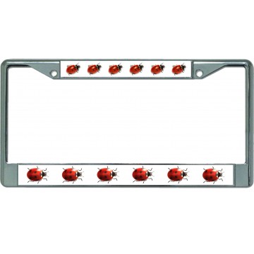 Multiple Ladybugs Chrome License Plate Frame