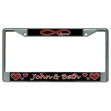 Infinity Symbol With Custom Text Chrome License Plate Frame