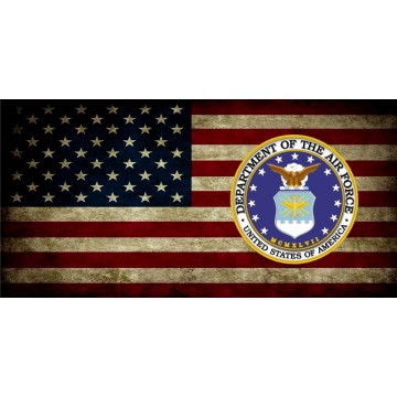 U.S. Flag Worn Air Force Insignia Photo License Plate
