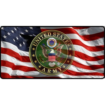 U.S. Army Transparent Logo On Flag Photo License Plate