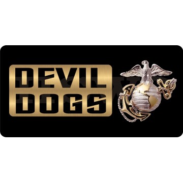 Devil Dogs Black Photo License Plate