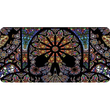 Sugar Skull Design Stained Glass Photo License Plate