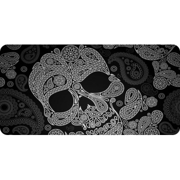 Sugar Skull Design Black And White Photo License Plate