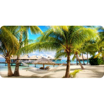 Cabanas On Beach Scene Photo License Plate 