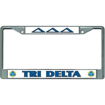 Tri Delta Chrome License Plate Frame