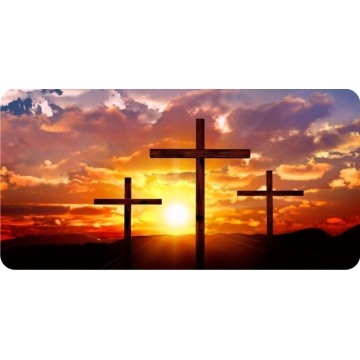 Crosses In The Sunset Photo License Plate