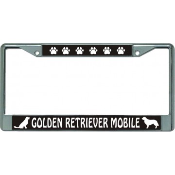 Golden Retriever Mobile Chrome License Plate Frame