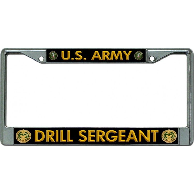 U.S. Army Drill Sergeant In Gold Chrome License Plate Frame