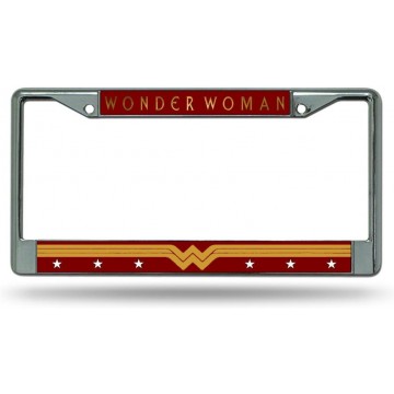 Wonder Woman On Red #2 Chrome License Plate Frame