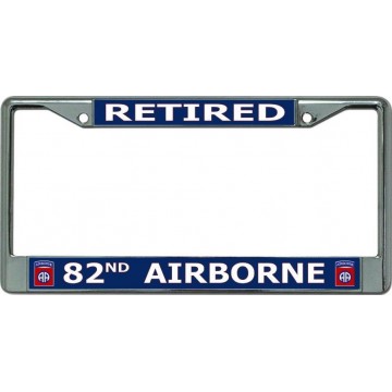 Retired 82nd Airborne Chrome License Plate Frame