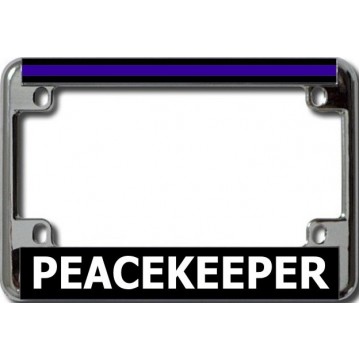 Peacekeeper Thin Blue Line Chrome Motorcycle License Plate Frame