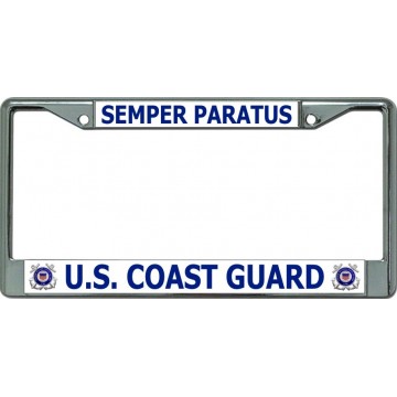 U.S. Coast Guard Semper Paratus #2 Chrome License Plate Frame
