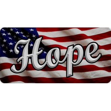 Hope On American Flag Photo License Plate