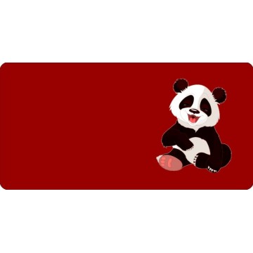 Panda Laughing Offset Red Photo License Plate
