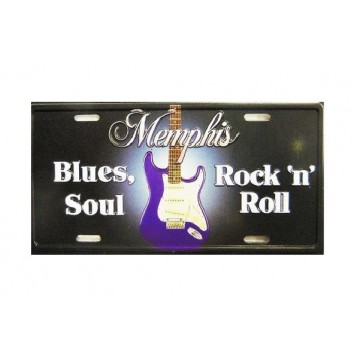 Memphis Guitar Metal License Plate