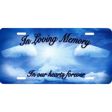 In Loving Memory Memorial On Blue Metal License Plate