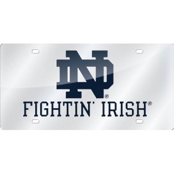 Notre Dame Silver Laser Cut License Plate 