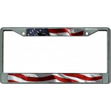 U.S. Flag Chrome License Plate Frame