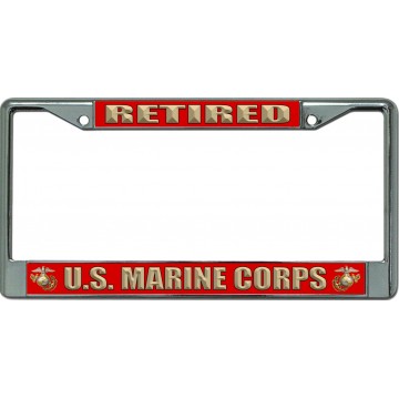 U.S. Marine Corps Retired Chrome License Plate Frame