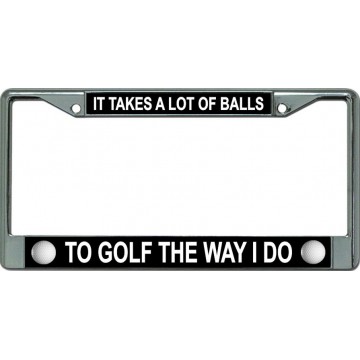 Lot Of Balls Golf Chrome License Plate Frame