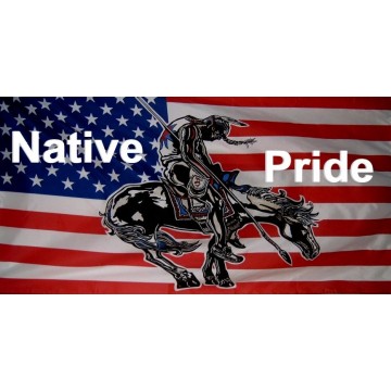 Native Pride On American Flag Photo License Plate