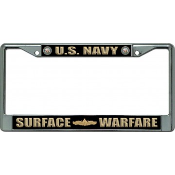 U.S. Navy Surface Warfare Chrome License Plate Frame
