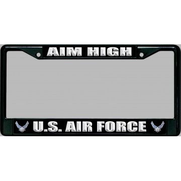 U.S. Air Force Aim High Black License Plate Frame