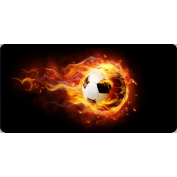Soccer Ball On Fire Centered Photo License Plate