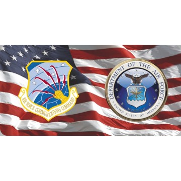Communications Command & Air Force On U.S. Flag Photo License Plate