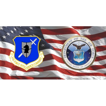 Intelligence Command & Air Force On U.S. Flag Photo License Plate