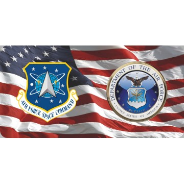 Space Command & Air Force On U.S. Flag Photo License Plate