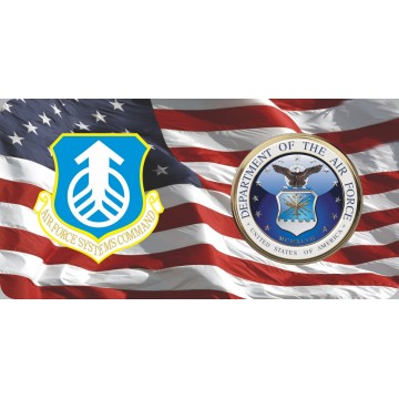 Systems Command & Air Force On U.S. Flag Photo License Plate