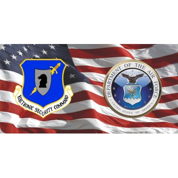 Electronic Security Command & Air Force On U.S. Flag Photo License Plate