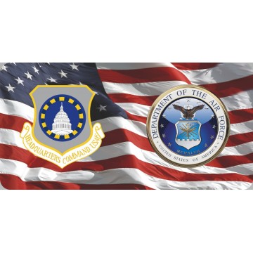 Headquarters Command & Air Force On U.S. Flag Photo License Plate
