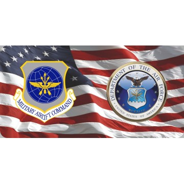 Military Airlift Command & Air Force On U.S. Flag Photo License Plate