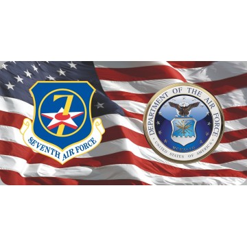 Northwest Pacific 7th Air Force Command On U.S. Flag Photo License Plate