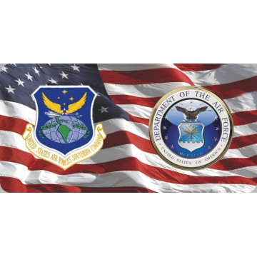 Southern Command & Air Force On U.S. Flag Photo License Plate