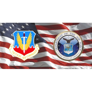 Tactical Air Command & Air Force On U.S. Flag Photo License Plate