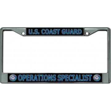 U.S. Coast Guard Operations Specialist Chrome License Plate Frame