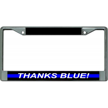 Thanks Blue Chrome License Plate Frame