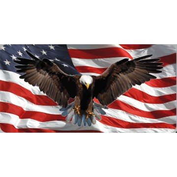 Eagle On Wavy U.S. Flag Photo License Plate