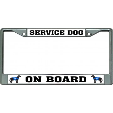 Service Dog On Board Chrome License Plate Frame