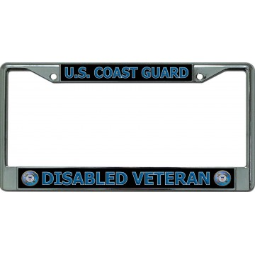 U.S. Coast Guard Disabled Veteran Chrome License Plate Frame