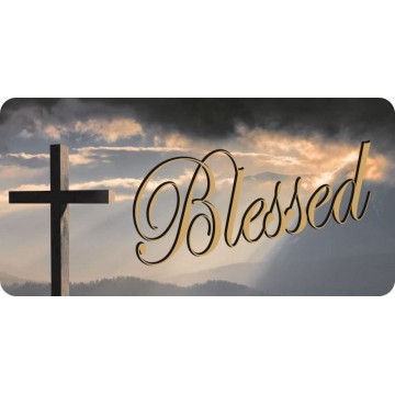 Blessed With Cross Photo License Plate
