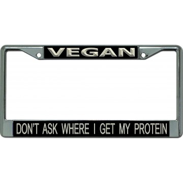 Vegan Don’t Ask Chrome License Plate Frame