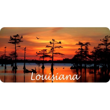Louisiana Sunset Scene Photo License Plate 