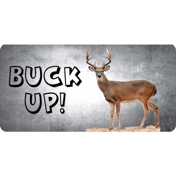 Buck Up On Grey Photo License Plate