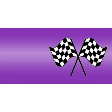 Racing Flags On Purple Offset Photo License Plate