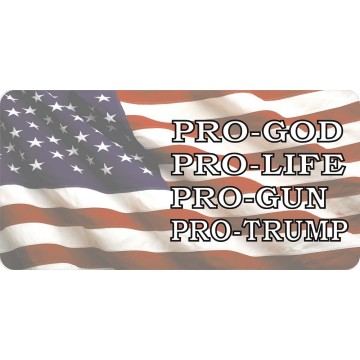Pro God Pro Life Pro Gun Pro Trump Photo License Plate